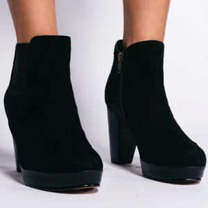 Steve Madden Suede Ankle Zip Bootie 'Leslie' BLACK SZ 8